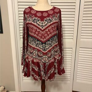 Free People Patterned Tunic with Open Back & Pockets